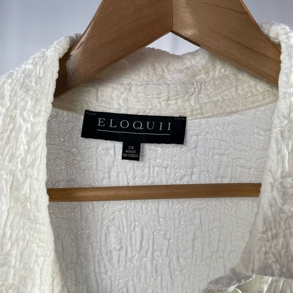 Eloquii Short Sleeve Button Front Dress in White Size 24 - Picture 3 of 7